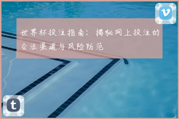 世界杯投注指南:揭秘网上投注的合法渠道与风险防范